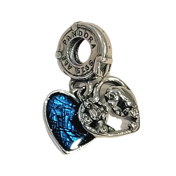 Pandora Disney Lady & the Tramp Sterling Silver Blue Heart Dangle Bracelet Charm - Picture 4 of 6